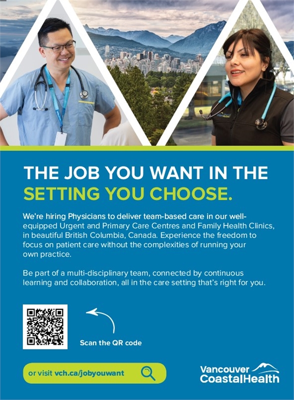 We're hiring Physicians in beautiful British Columbia, Canada.